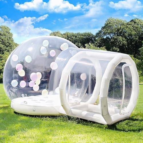 Aufblasbares Blasenhaus mit Trampolin, Aufblasbares Bubble House Dome mit Gebläse & Pumpe, Durchmesser Wasserdichtes Gartenzelt aus PVC in Kommerzieller Qualität für Außenbereich, Party