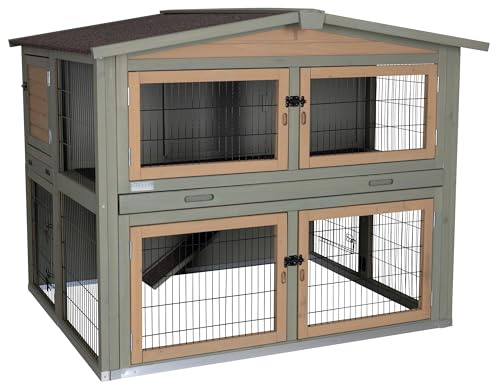 Kerbl Pet Nagerstall Suite | 134 × 115 × 111 cm, großzügiger Holzstall und geschützter Rückzugsort für Kaninchen und Hasen