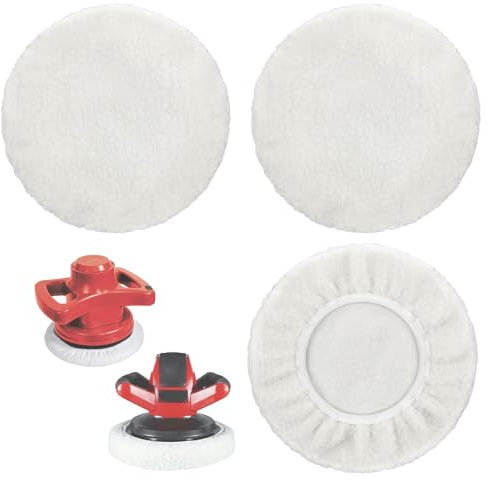 Pmueuff Tamponi Lucidatura in Lana, 3 Pezzi Cuffie Lucidanti in Lana D'Agnello Disco per Lucidare Adatto per 9-10'' Lucidatrici Kit Pulizia Auto con Fascia Elastica per Lucidare e Ceratura di Auto
