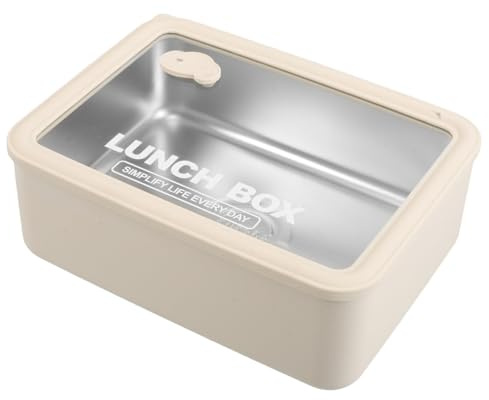 EXHUMKY Fiambrera De Acero Inoxidable 304, Capacidad 1200 Ml, Tapa De Vidrio Apta Para Microondas, Recipiente Térmico Para Adultos, Uso Oficina y Viajes, Contenedor Hermético Para Alimentos