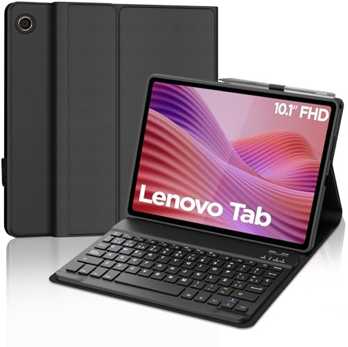 IVEOPPE Funda con Teclado Lenovo Tab 10.1 2025, Teclado España Ñ Bluetooth Inalambrico Desmontable para Lenovo Tab 10.1 Pulgadas 2025 (TB-311FU/TB-311XU), Negro