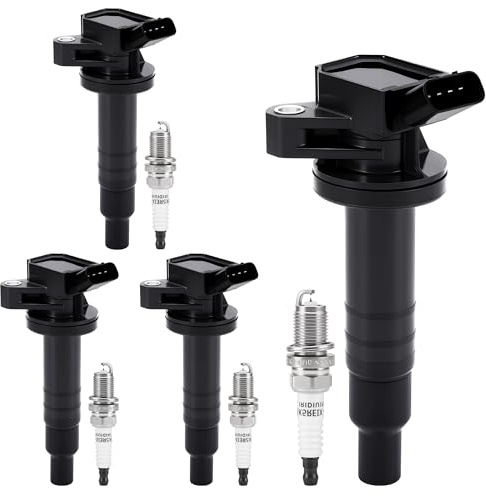 PZ Ignition Coil Pack and Iridium Spark Plugs Compatible with Toyota Corolla 2000-2008,Toyota Celica GT 2000-2005 Matrix MR2 Spyder,Chevy Prizm,Pontiac Vibe 1.8L L4 Set of 4 Replaces#UF247 C1249