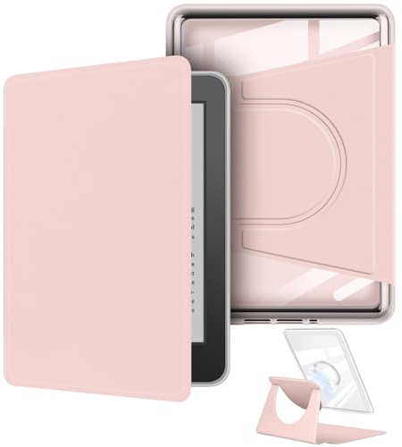 Schutzhülle für Kindle Paperwhite (10. Generation 2018), um 360 Grad drehbar, abnehmbares magnetisches Design, verstellbare Standabdeckung, transparente Rückseite mit automatischer Sleep/Wake-Funktion