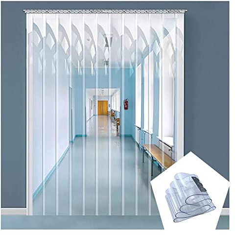 Transparenter PVC-Streifenvorhang, wasserdicht, 1,4 mm, Kunststoff-Türstreifen für den industriellen Einsatz, Garage, Geschäft, Größe: 120 x 400 cm, einfache Installation, energieeffizient