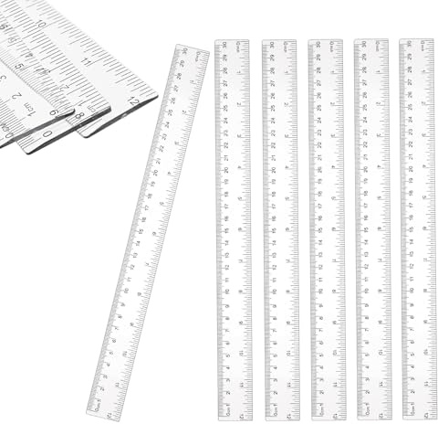 6 Stück Kunststoff Lineal, Lineale Aus Geradem Plastik,Metrische Inch Skala | 30cm Dual-Skala, Transparent, Bruchsicher, Vielseitig Einsetzbar