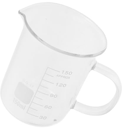 Luxshiny Vaso Medidor De Vidrio Asa Vaso Para Ciencias y Química Taza Medidora Transparente
