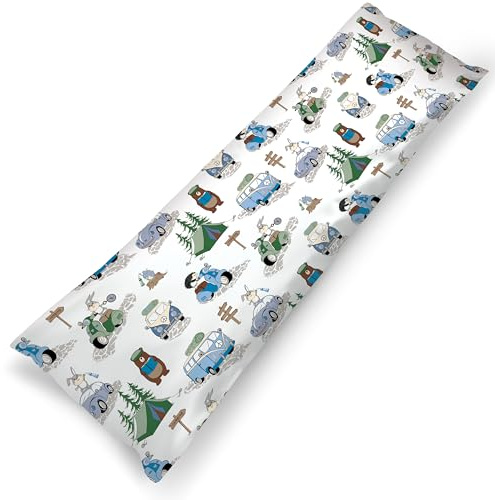PinkZebra Seitenschläferkissen 40 x 140 cm Bezug aus 100% Baumwolle, Kissenbezug für Kinder & Erwachsene, Kissenhülle mit Reißverschluss, Öko-tex Standard 100, Made in EU, Kamping