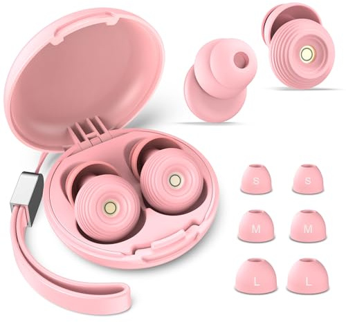 Ear Plugs Soft Silicone Reusable, Sleep Noise Cancelling Earplugs for Sleep, Travel, Noise Sensitivity, Flying, Studying, Work, Flexible Hearing Protection, 48dB (SNR) Noise Reduction-(4 Pairs) Pink