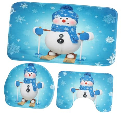 TOYANDONA 3stücke Badematte Schneemann Badezimmerteppich Duschmatte Und Toilettenbezugs rutschfeste Schwamm Und Flanellmatte Ca Saugfähig Und Schmutzabweisend Für Bad Und Wc