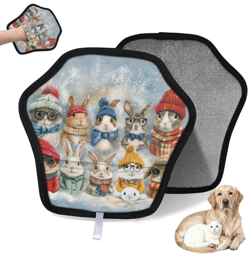 WowPrint Wasserfarbene, niedliche Tierhaarentfernungshandschuhe für Katzen und Hunde, wiederverwendbar, elektrostatische Tierhaar-Handschuhe, Bürstenwerkzeug für Couch, Kleidung, Teppich, Möbel