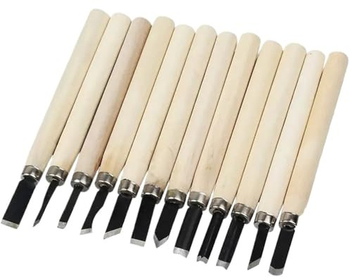 Kit di scultura su legno Set di 12 utensili manuali professionali for scalpelli da intaglio del legno for sgorbie da intaglio dettagliate di base