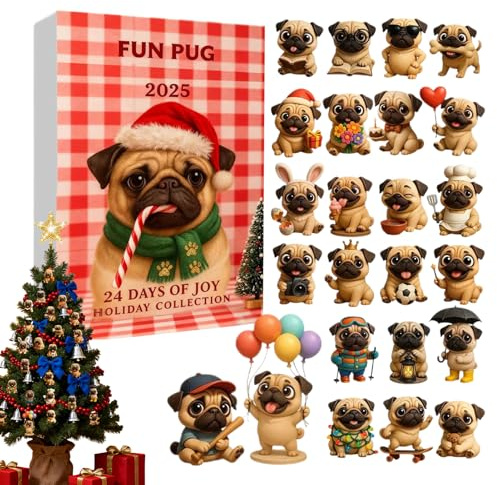 Mops Hund Adventsleksak Tvådimensionell Platt Hund Hängsmycke Minnessak