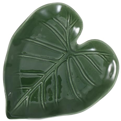 MUELODSIC Porta Cucchiaio in Ceramica Forma di Foglia Verde Resto per Mestoli e Spatole Resistente al Calore Supporto Utensili da Cucina Multifunzionale per Piano Cottura e Preparazione