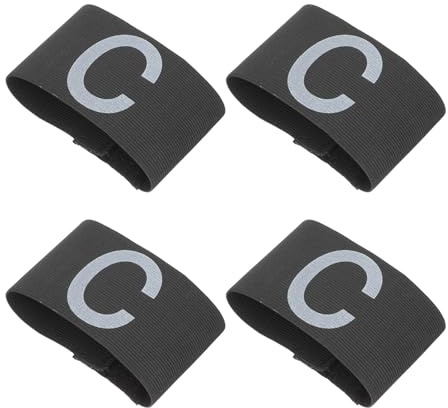 UKCOCO 4 Pièces Brassard de Capitaine Football Noir Bandeau Élastique Antidérapant Accessoire Pratique pour Équipe et Sport