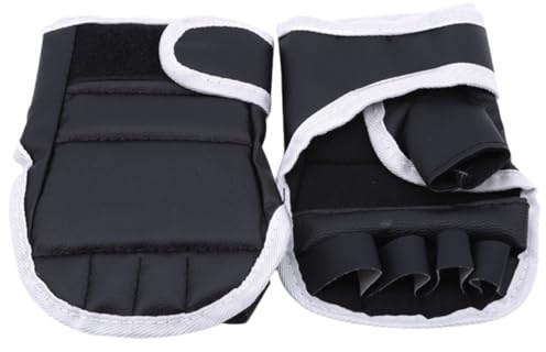 ASAKKURA Halbfinger Boxhandschuhe aus Oxford Stoff und Pu Leder Atmungsaktive Trainingshandschuhe für Fitness Workouts und Mixed Martial Arts Einfach Anzuziehen Schwarz