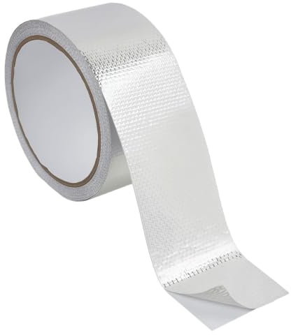 Sylalxeba - Cinta adhesiva de aluminio (50 mm x 10 m, ignífuga, resistente a 120 °C, resistente al agua, fibra de vidrio, para reparación de tuberías de coche, aislamiento