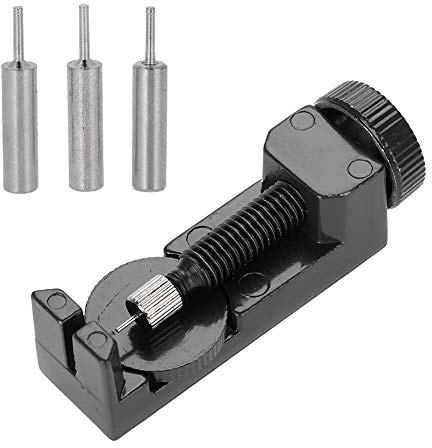 Uhrmacherwerkzeug für Zerlegen Uhrenarmband, Uhrenarmband Kürzen Werkzeug, Strap Kettenbolzen Pin Ausdrücker Reparatursatz Werkzeug mit 3 Extra Pins für Uhrmacher(Schwarz)