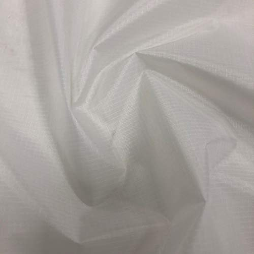 EU Fabrics 2 oz Ripstop Waterproof Fabric - 100% Polyester, 60 GSM, Ideal for Pet Bed Covers, Tent - Water Resistant, Light Weight Rip-Stop Fabric Material per Metre (White - 1 Meter x 150cm)