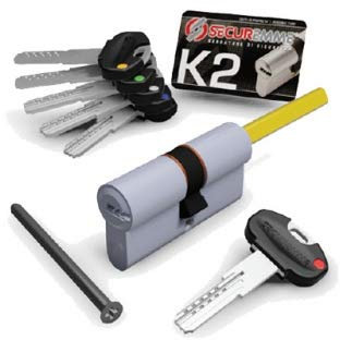 CILINDRO SECUREMME K2 CON CODOLO. 30X30P=60 OCS ART K20Q3030