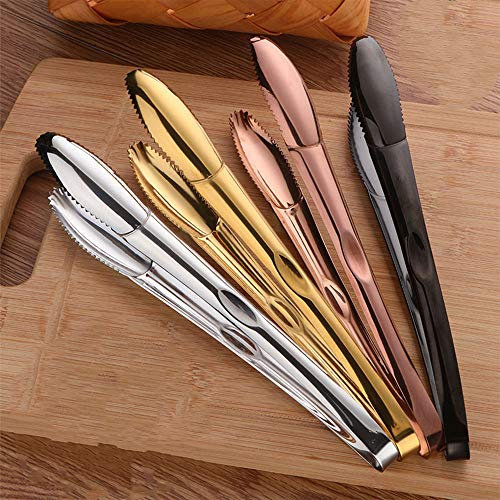 Pince alimentaire en acier inoxydable pour servir la cuisson et le barbecue - Antidérapante - Or rose