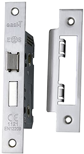 Locking Bathroom Door Sashlock Latch - Square Forend - 64mm - Satin Nickel | Thumb Turn Bathroom Door Lock and Latch - Secure WC Privacy Sashlock - Available in Multiple Finishes
