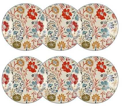 NOVASTYL - Lot 6 assiettes jaipur 20cm en grès - 2614623