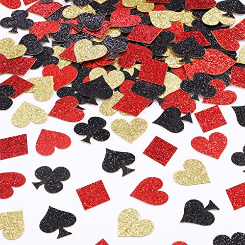 Sursurprise Casino Poker Confetti, Casino Party Decorations, GLitter Table Scatter for Las Vegas Game Night Party Supplies