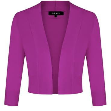 MINTLIMIT Womens Cardigans 3/4 Sleeve Knitted Cropped Cardigan Open Front Vintage Dress Cover Up Elegant Bolero