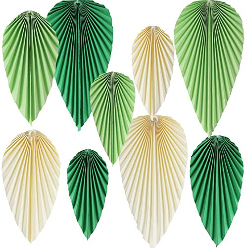 Easy Joy Abanicos de papel, juego de 9 hojas, abanicos de papel colgantes, guirnalda, decoración verde, para cumpleaños, bodas, graduaciones, fiestas infantiles