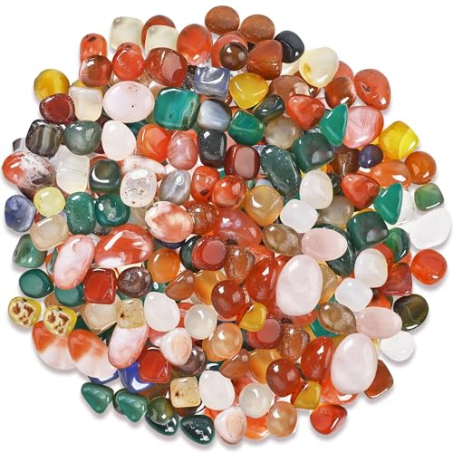 SOSMAR - 300g Buntes Edelsteine Trommelsteine Set - Natur Achat Kristall Halbedelsteine Kieselsteine für Aquarium Blumentopf Schmuckherstellung Deko Steine