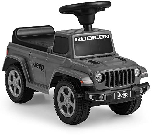 GYMAX Toddler Ride On Car, Licensed Jeep Sit On Toy Cars with Under Seat Storage, Horn & Engine Sound, Outdoor Indoor Kids Foot to Floor Sliding Car for 18-36 Months Boys Girls (Dark Grey)