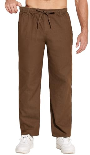 COOFANDY Pantalones de Mezclilla Rectos para Hombre con Cintura y Diseño Elástico, Jeans de Ocio con Bolsillos de Carga y Cordón