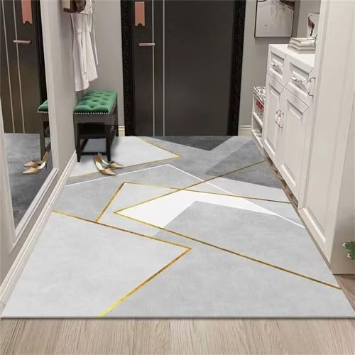 RUGMRZ Antirutsch Für Teppich Teppich Waschbar In Waschmaschine Rutschfester grau-Blauer einfacher Wohnzimmerteppich Flächenzubehör modern verformungsfrei Webteppich 50X80CM