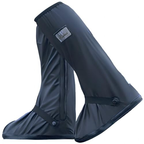 MILIWAN Copriscarpe Impermeabili Alti Copriscarpe Riutilizzabili Resistenti all'Acqua con Suola Antiscivolo Galosce per Pioggia Neve o Fango