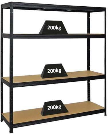 PROREGAL Schwerlastregal Giant Elephant Schwarz 160x150x45cm Fachlast 200kg Kellerregal, Steckregal, Garagenregal, Lagerregal