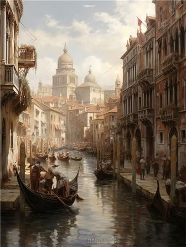 Venedig Malen Nach Zahlen Erwachsene, Shuicheng Malen Nach Zahlen Klein 30x40cm, DIY Handgemalt Ölgemälde Kit für Anfänger Bastelset Erwachsene, Acrylfarben Set Wand Deko Bilder Ohne Rahmen, Geschenk