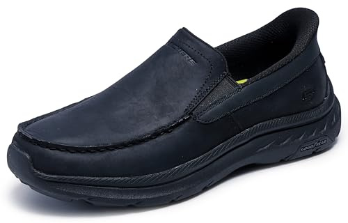 Skechers USA Pollard-Osgood - Mocasines con Puntera Tipo mocasín para Hombre, Negro/Negro, 7.5