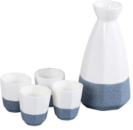 OKUMEYR Juego de Cerámica para Servir Sake 5 Piezas Diseño Esmaltado para Microondas para del Sake Uso Fiestas y Celebraciones