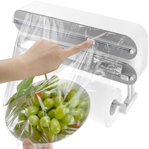 QWORK® 3 en 1 Dispensador Papel Aluminio y Film, portarrollos Papel Cocina, para Cocina y Restaurante