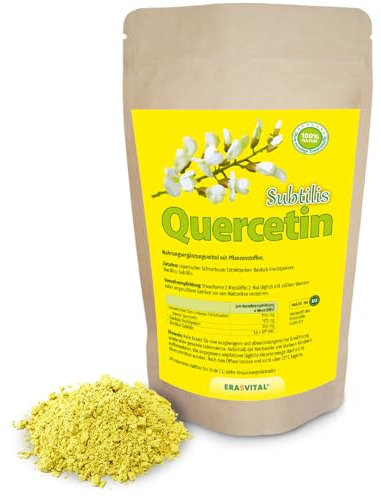 Quercetina Subtilis polvere con importanti compagni - polvere di frutta Baobab (un buon fornitore di vitamina C) e Bacillus Subtilis (per equilibrio della microflora intestinale). Vegano (100 g