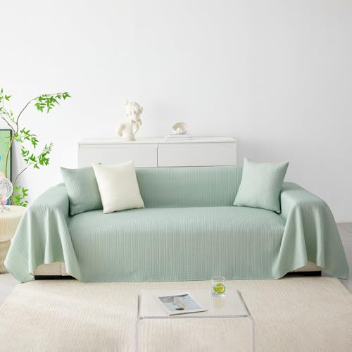 WYJHNL Sofadecken, Moderne Sofaschutz/Sofa üBerzug/Sofabezug 1 2 3 Sitzer Couch üBerzug für Sektionssofa, Reinfarbiger Sofaüberwürf L Form Sofaschoner für Ledersofa Usw. Grün 180X130CM