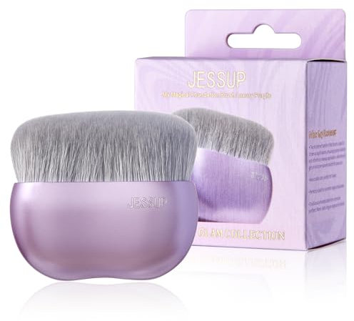 Jessup Brocha Base Maquillaje Fluido,Brocha Kabuki Grande Pinceles Maquillaje Base para Difuminar, Pulir,Contorno y Aplicar, Morado SF003