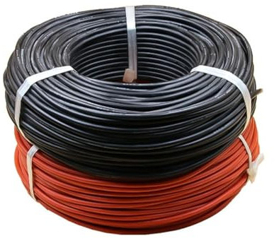 AIRUIXI câbles solaires Câble photovoltaïque Solaire de 20 mètres, 1500 V, Rouge et Noir, monoconducteur, 4 mm²/6 mm², 12/10 AWG, Gaine en cuivre étamé XLPE for Panneaux photovoltaïques(6mm2 10AWG)