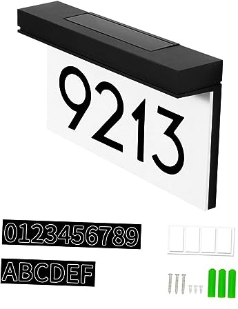 SOESFOUFU 1 Set Solar House Number Lamp Weatherproof Outdoor LED Lighting Sign Easy Installation Solar Light for Outside Durable Design for Year Visibility for Home Address Display