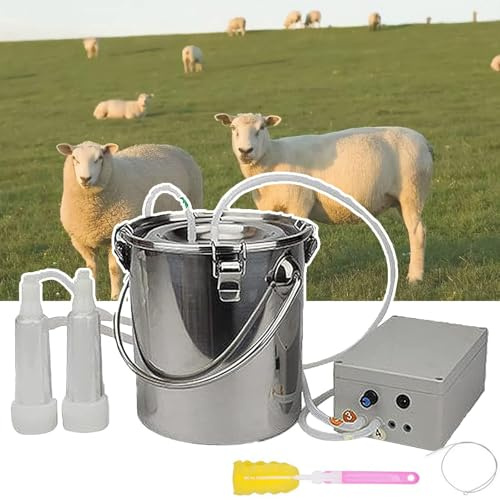 Elektrisk mjölkmaskin (3L/5L/10L), pulserande vakuumpumpmjölkare, automatiskt stopp när mjölken är full, bekväm mjölkning, med 2 mjölkkoppar, för kor, getfår-5 l