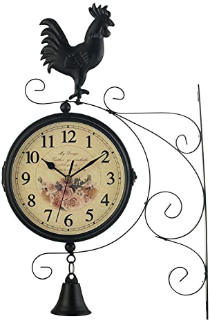 MotiveTech Orologio da Parete Bifacciale per Interni Ed Esterni, Orologio da Stazione Ferroviaria, Vintage, Antico