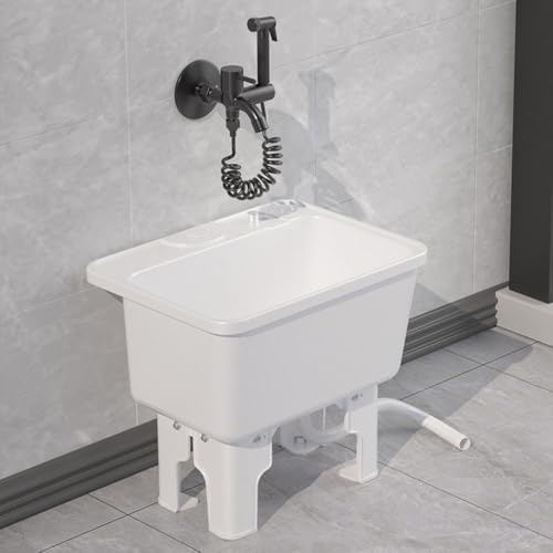 23.5 Freestanding Utility Sink - Plastic Laundry Tub for Washing Clothes Cleaning Mops Pet Bathing & Slop Sinks - Available in White Black Gray