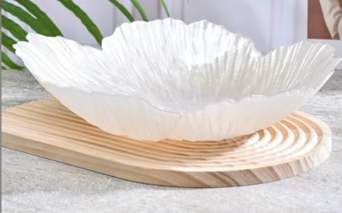 Ciotola per frutta in vetro cristallo, a forma di fiore perlato, grande piatto decorativo per snack per uso domestico