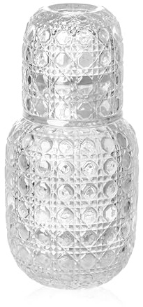 Set caraffa e bicchieri, Set di contenitori per l'acqua in stile vintage, Caraffa da comodino in vetro