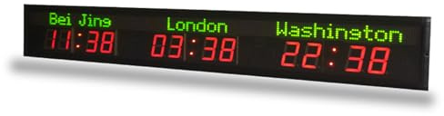 Schermo di Visualizzazione Dell'Orologio Mondiale A LED, Orologio Mondiale con 3 Fusi Orari da Parete, Città Modificabile, Regolazione della Luminosità A 5 Livelli, per Ufficio, Camera da Letto, Como